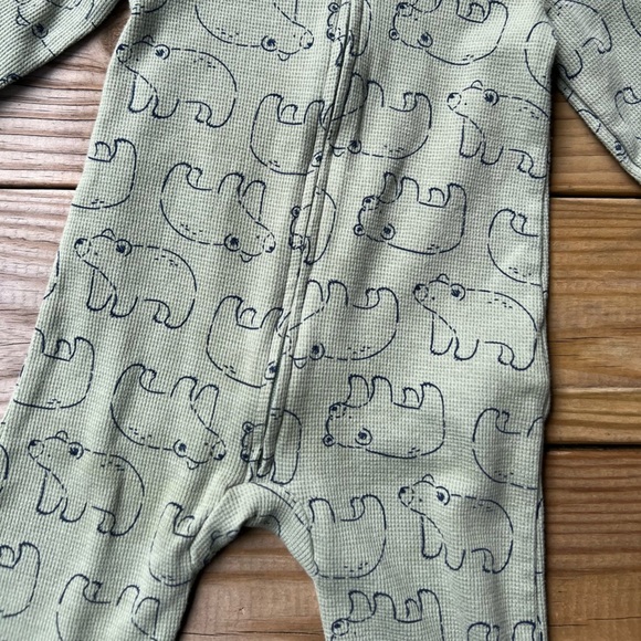 Infant Baby 12M Carter's Green Hooded Zip Up One Piece - Picture 3 of 6